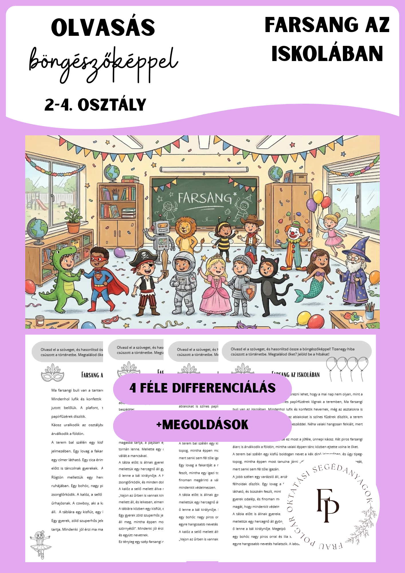 Böngésző olvasás 2-4. osztály – Farsang az iskolában