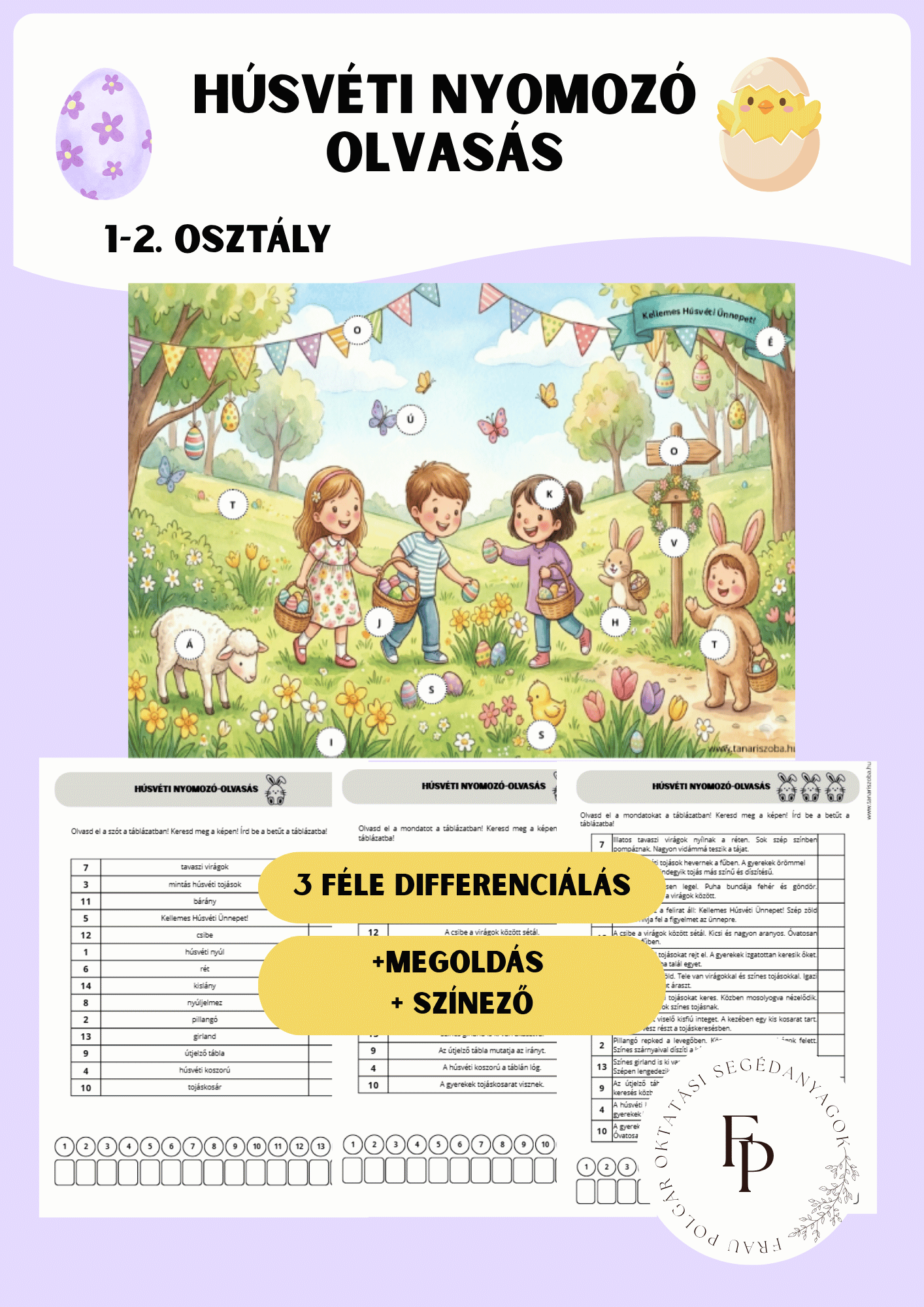 Húsvéti nyomozó-olvasás 1-2. osztály