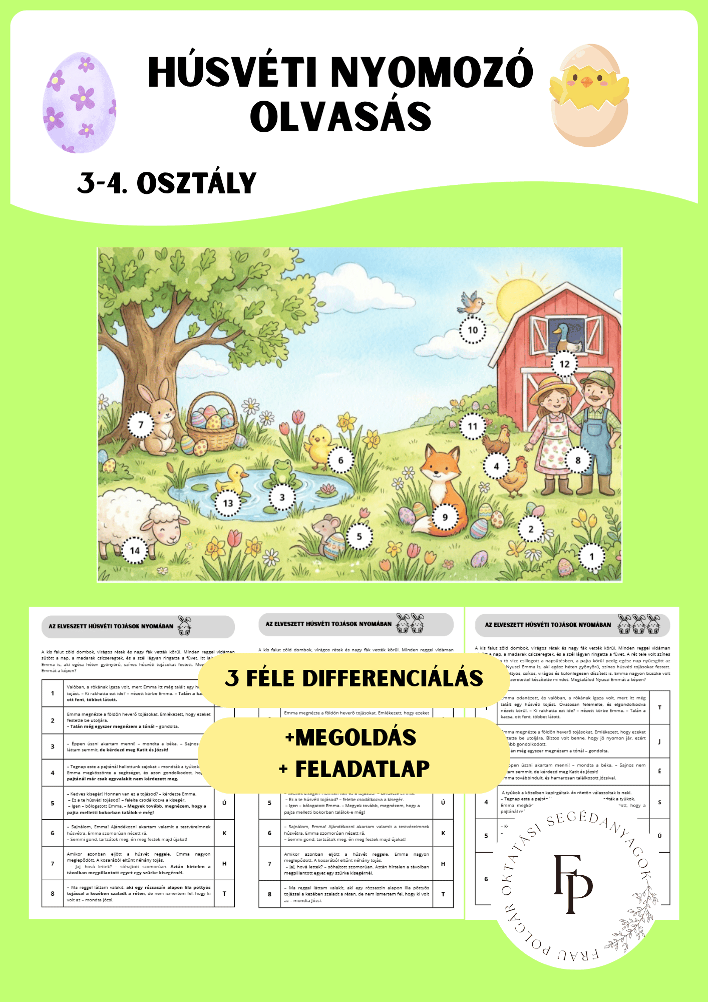 Húsvéti nyomozó olvasás 3-4. osztály