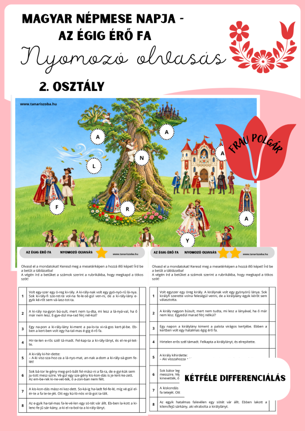 Magyar Népmese Napja - Az égig érő fa 2. osztály (Nyomozó olvasás)